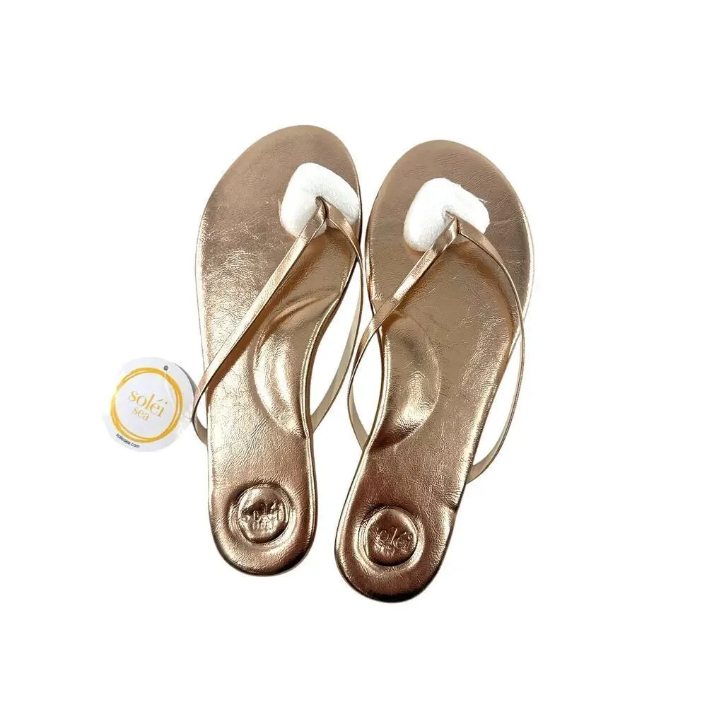 Solei Sea Women's Metallic Gold Copa Flip Flop Sandals Size 8